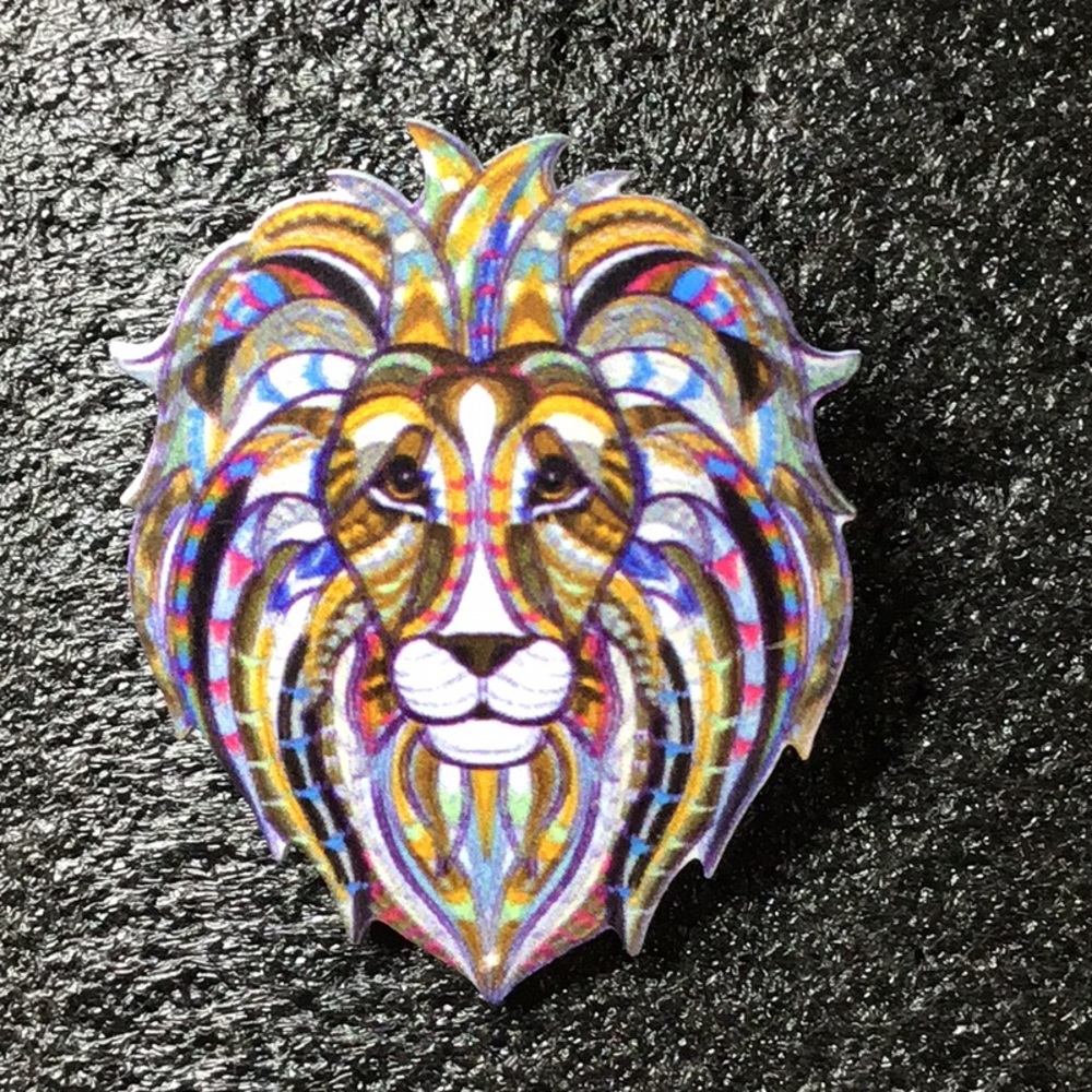 Acrylic Printed Lion Brooch